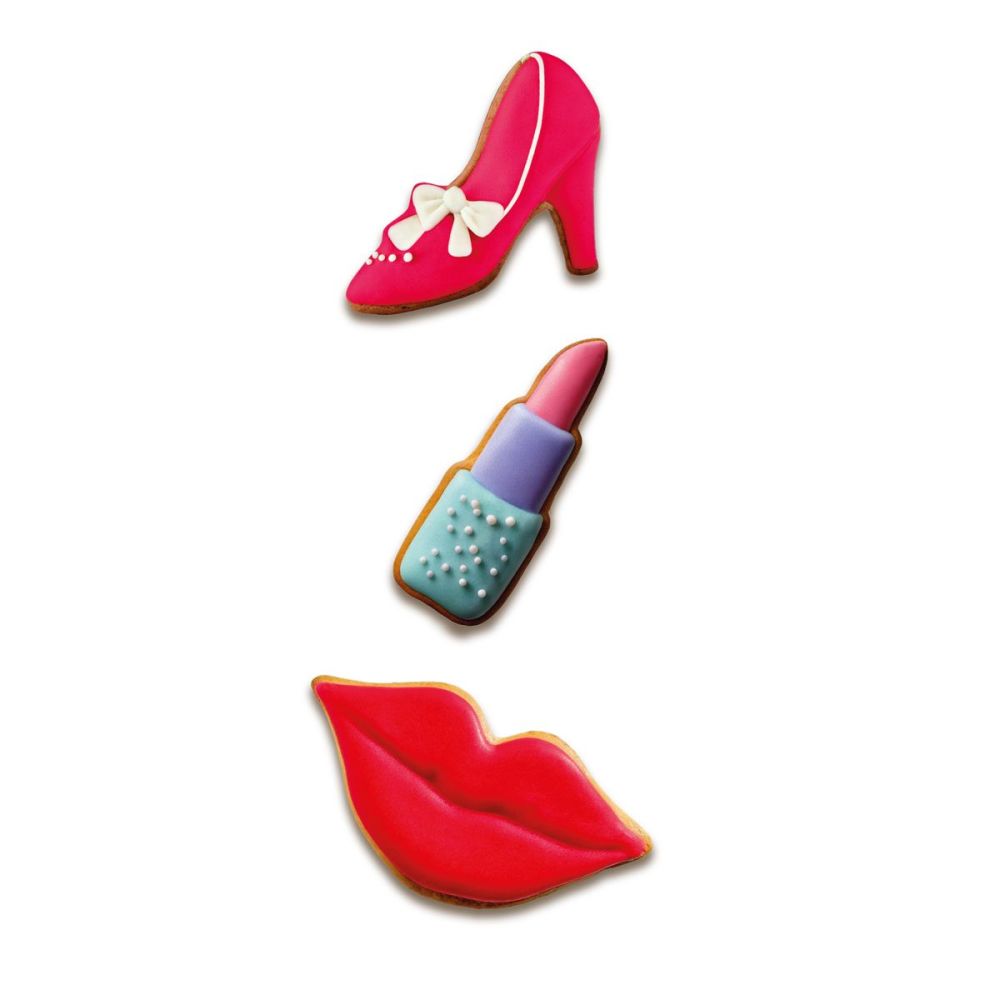 Cookie cutter set Lipstick Lips High heel - Wilton - 3 pcs