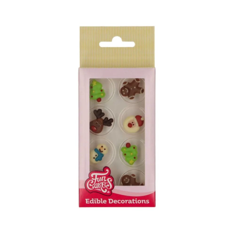 Sugar decorations Colorful Christmas - FunCakes - 8 pcs.