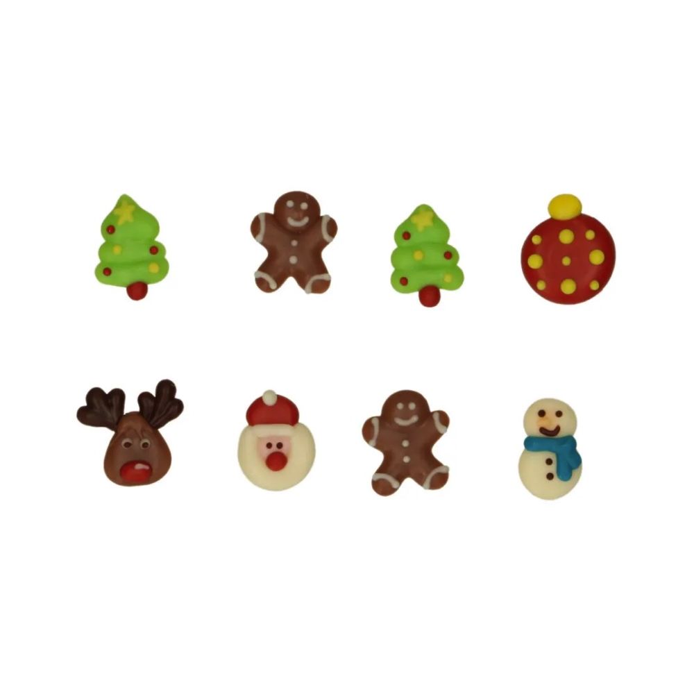 Sugar decorations Colorful Christmas - FunCakes - 8 pcs.
