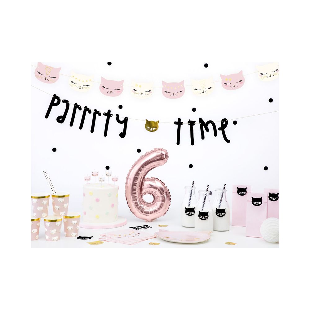 Świeczki urodzinowe kotek - PartyDeco - różowo-białe, 6 szt.