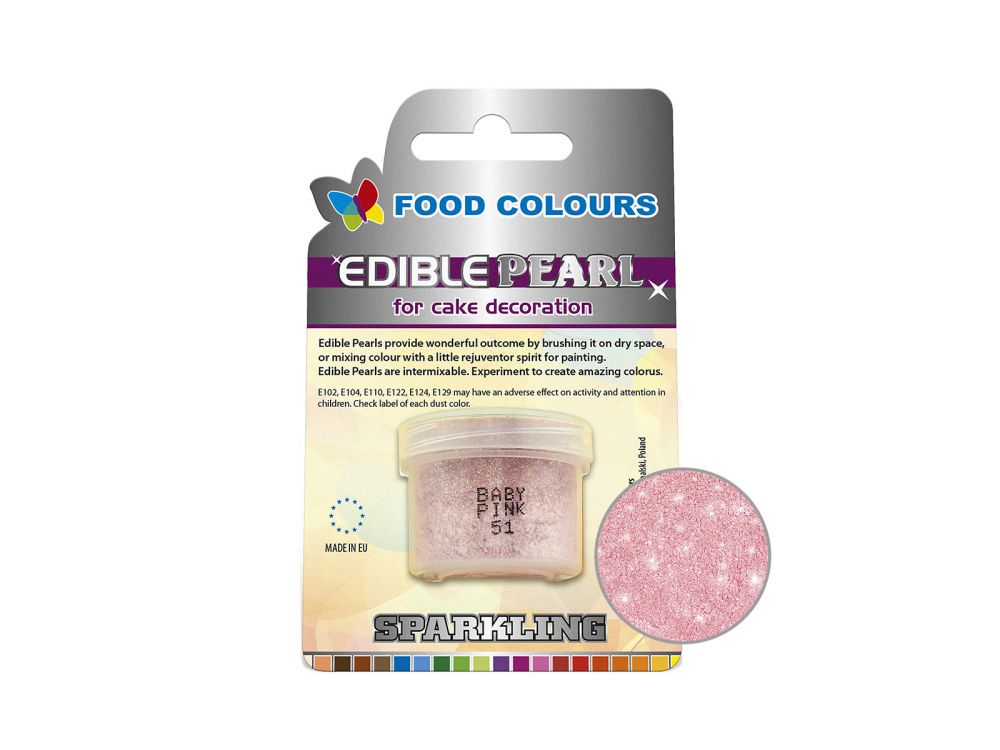 Puder spożywczy perłowy - Food Colours - Baby Pink, 10 ml