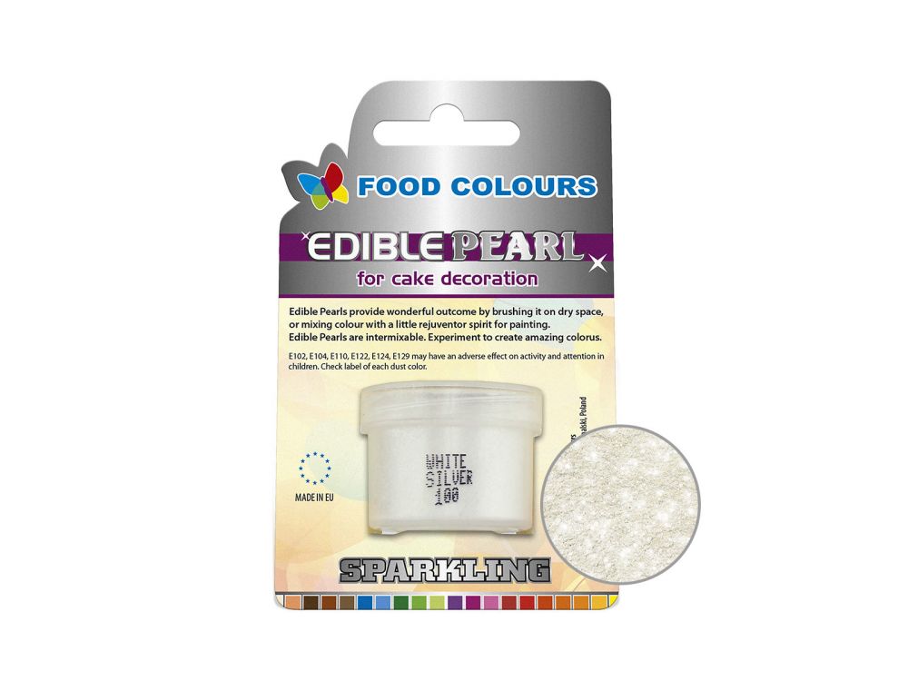 Pearl Food Powder - Food Colors - White Silver, 10 ml