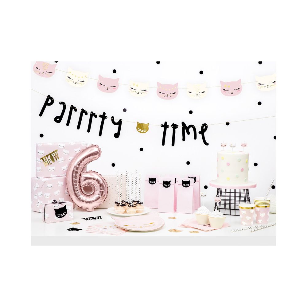 Świeczki urodzinowe kotek - PartyDeco - różowo-białe, 6 szt.