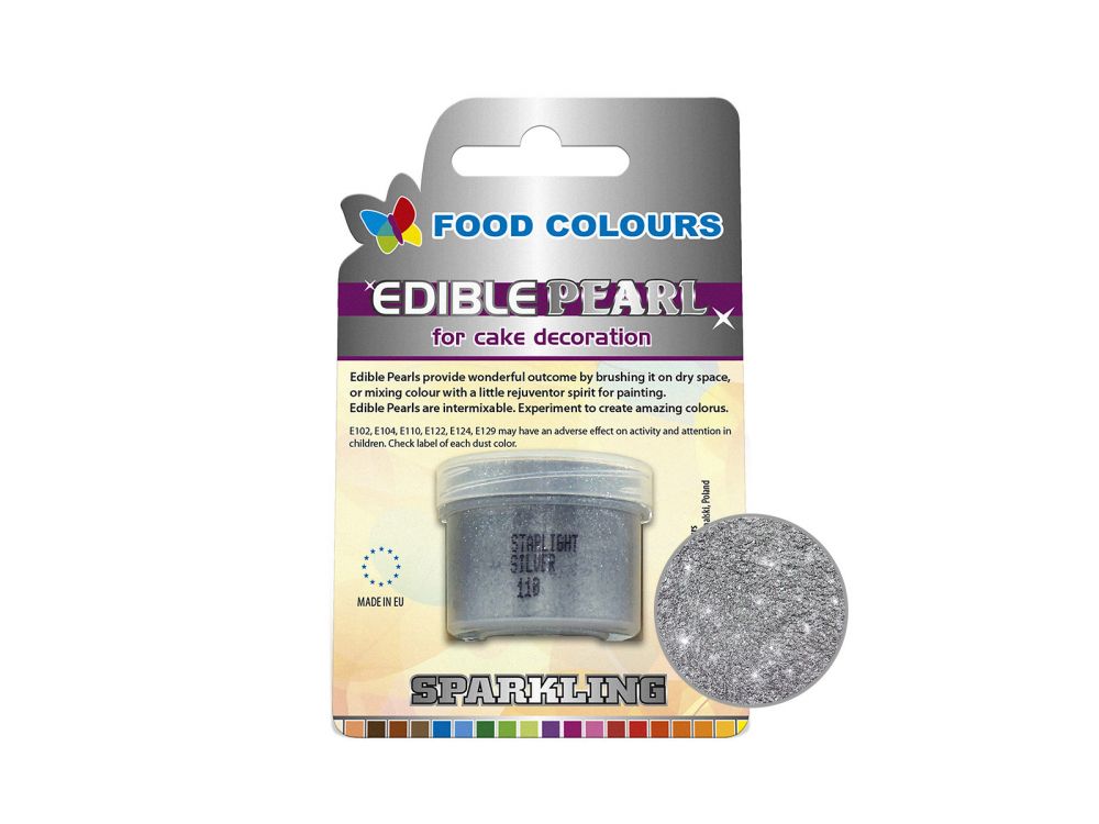 Pearl Food Powder - Food Colors - Starlight Silver, 10 ml
