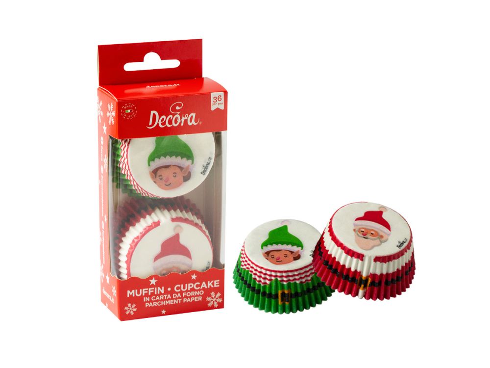 Papilotki na muffinki Elfy Mikołaja - Decora - 50 x 32 mm 36 szt.