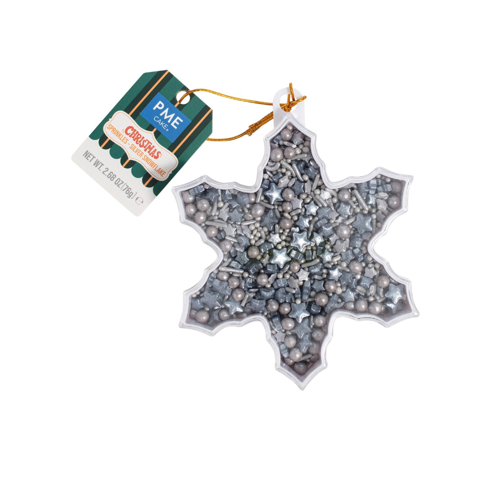 Christmas sprinkles Snowflakes - PME - silver 90 g