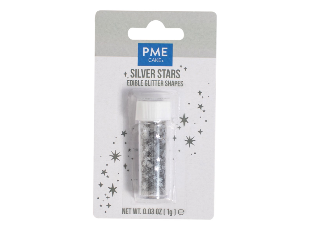 Posypka świąteczna Edible Glitter Stars - PME - srebrna 1 g