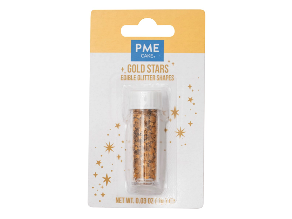 Edible Glitter sprinkles shapes Stars - PME - gold 1 g