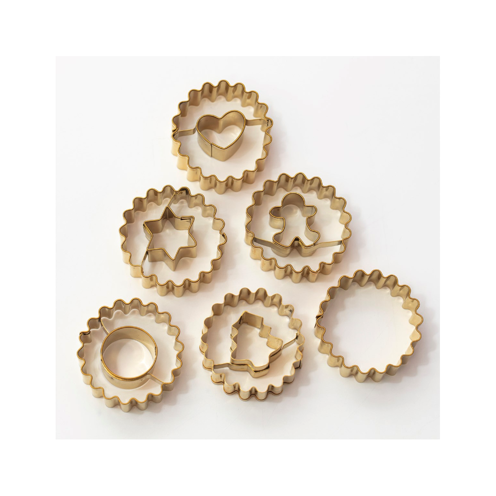 Zestaw wykrawaczy świątecznych do ciastek - PME - złote 6 szt.