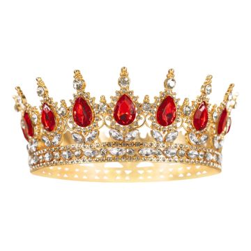 Crown with gemstones cake topper - gold 15 cm