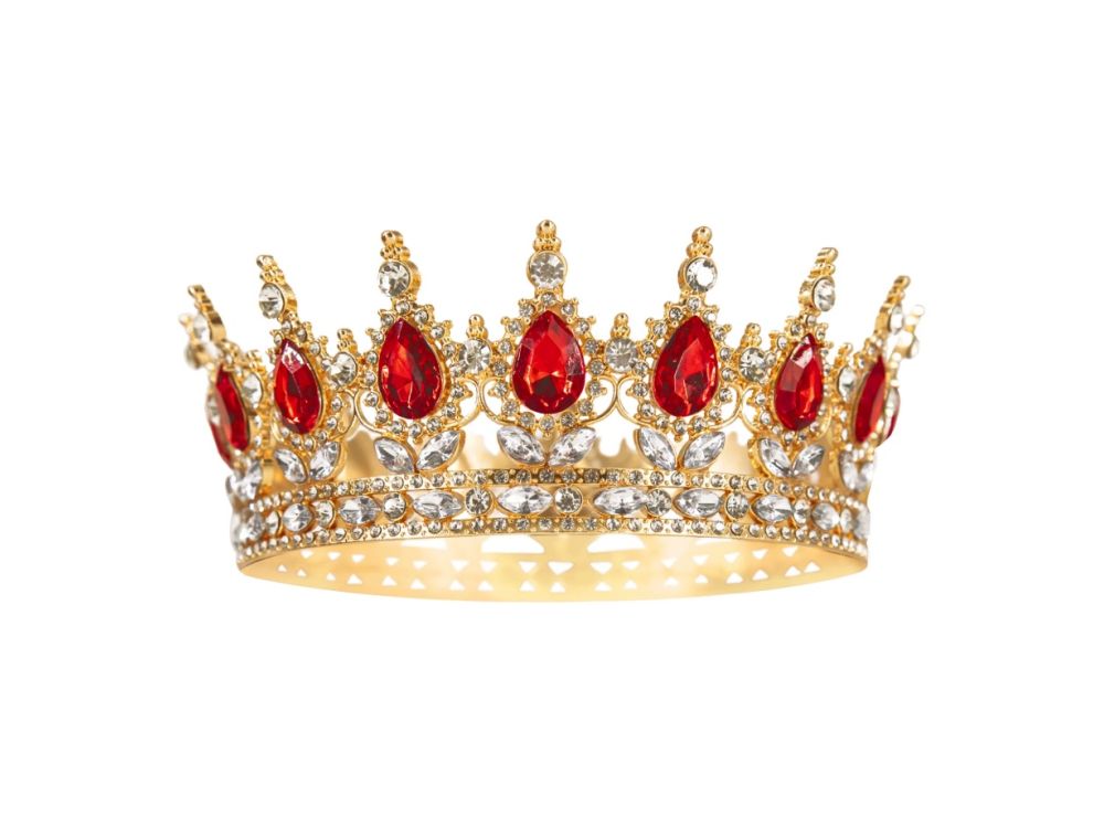 Crown with gemstones cake topper - gold 15 cm