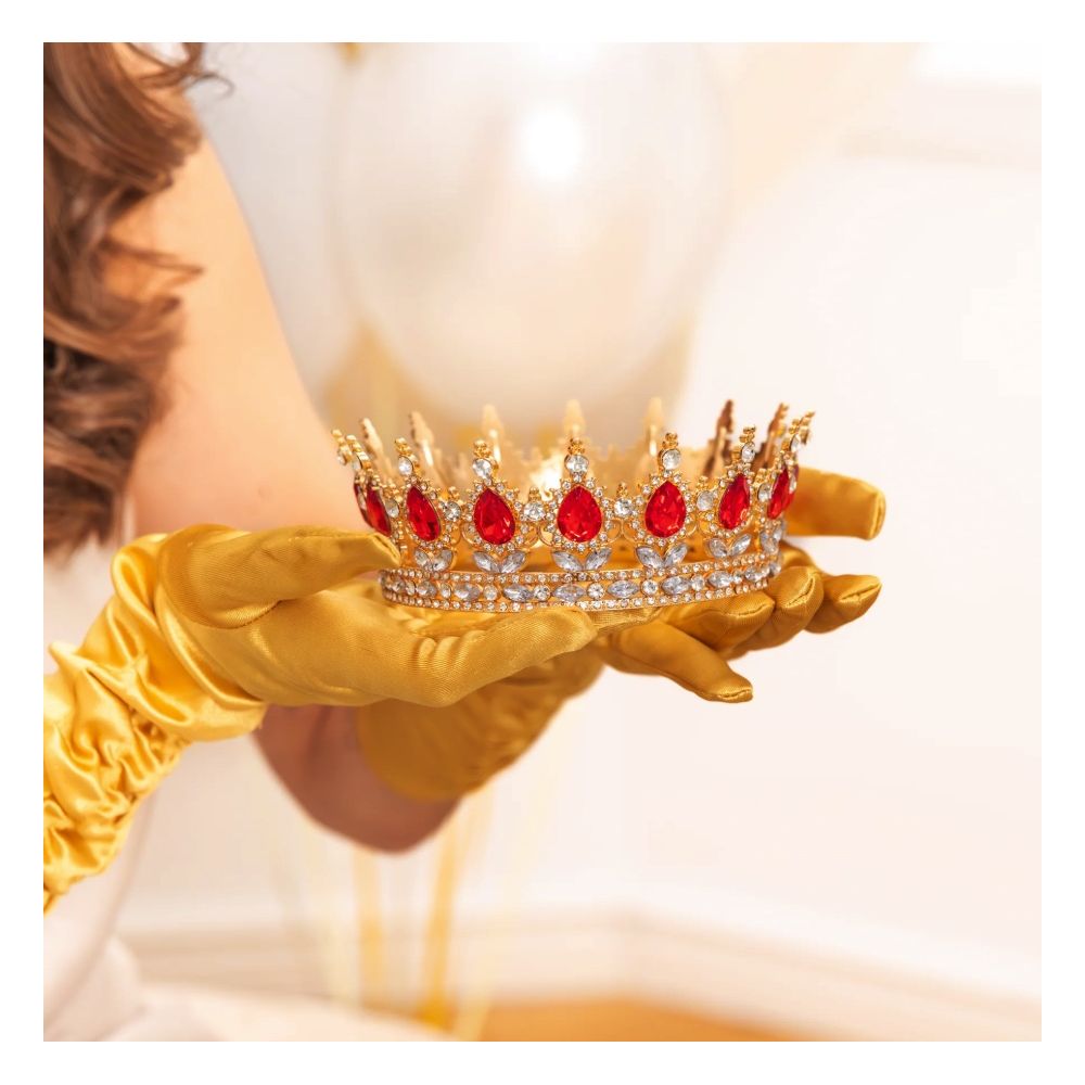 Crown with gemstones cake topper - gold 15 cm