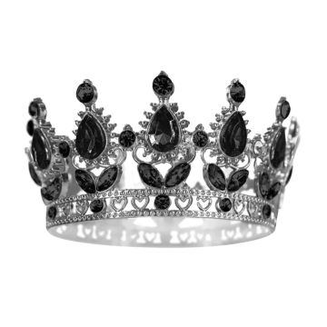 Dekoracja na tort Korona z kryształkami - czarna 10 cm