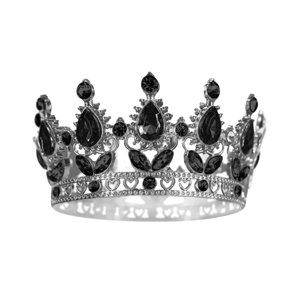 Crown with gemstones cake topper - black 10 cm