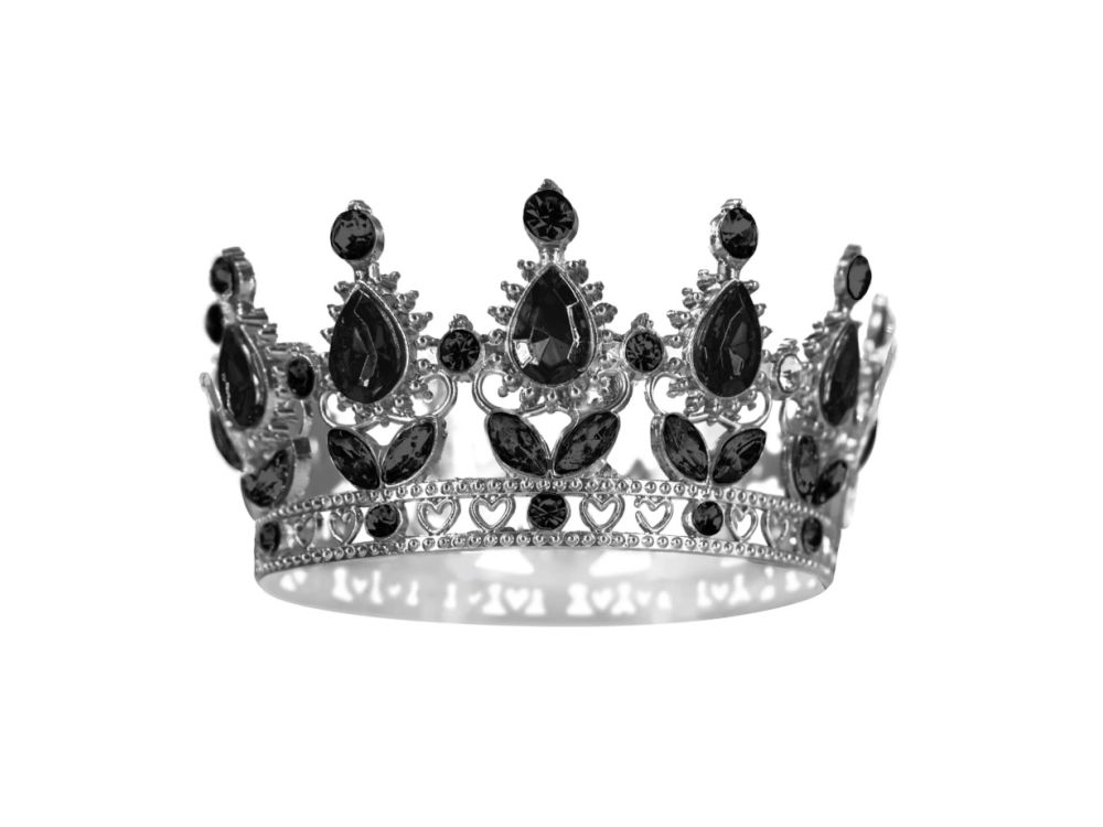 Dekoracja na tort Korona z kryształkami - czarna 10 cm