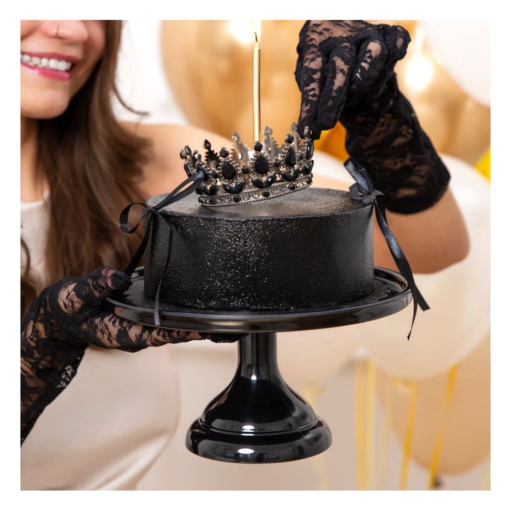 Crown with gemstones cake topper - black 10 cm