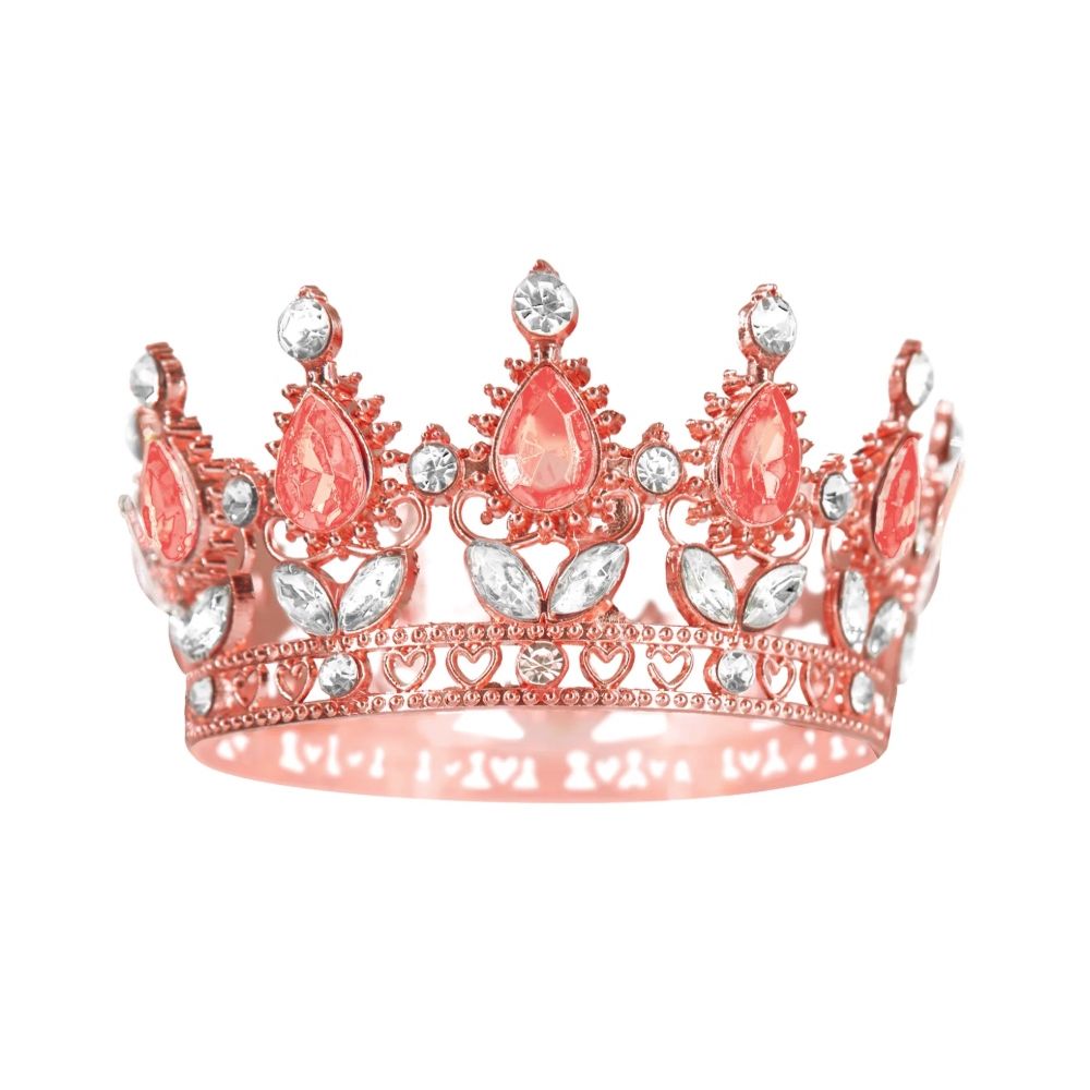 Crown with gemstones cake topper - rose gold 10 cm