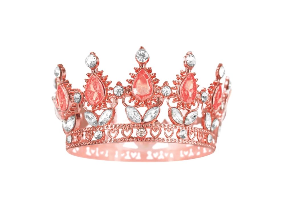 Crown with gemstones cake topper - rose gold 10 cm