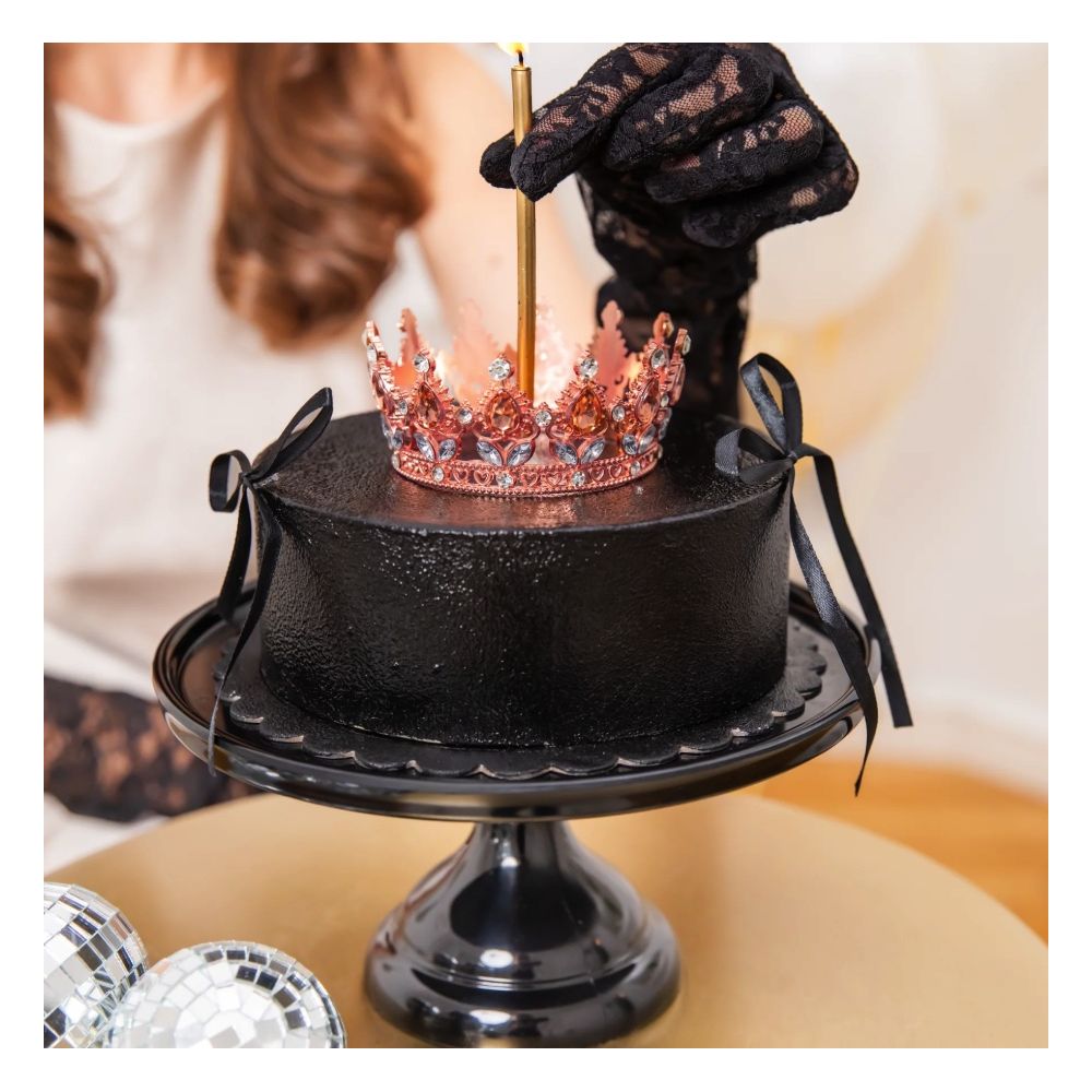 Crown with gemstones cake topper - rose gold 10 cm