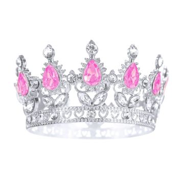 Crown with gemstones cake topper - silver 10 cm