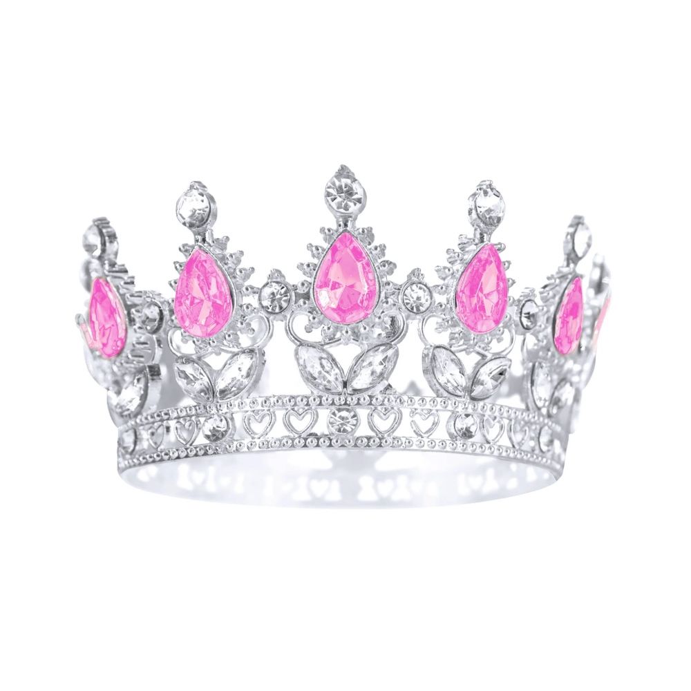 Dekoracja na tort Korona z kryształkami - srebrna 10 cm