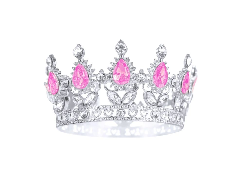 Crown with gemstones cake topper - silver 10 cm