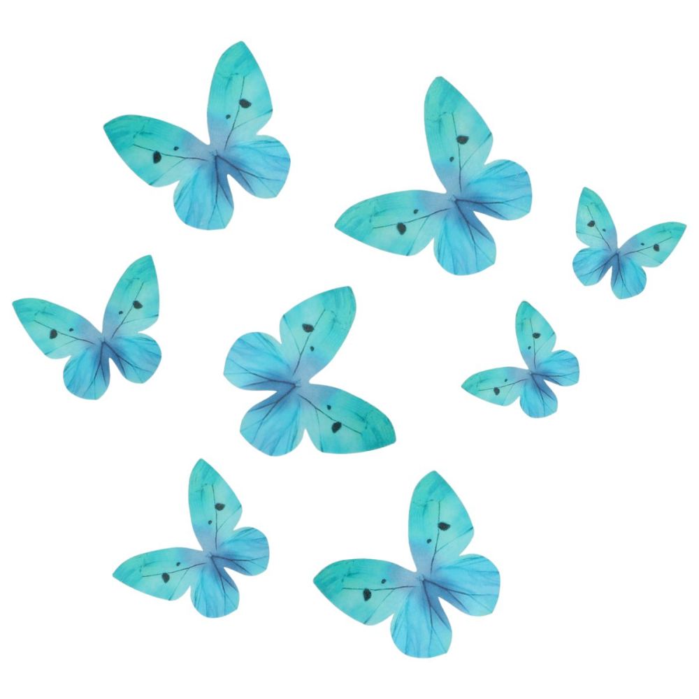 Set of wafer decorations Butterflies - Wilton - Ombre Blue 8 pcs.