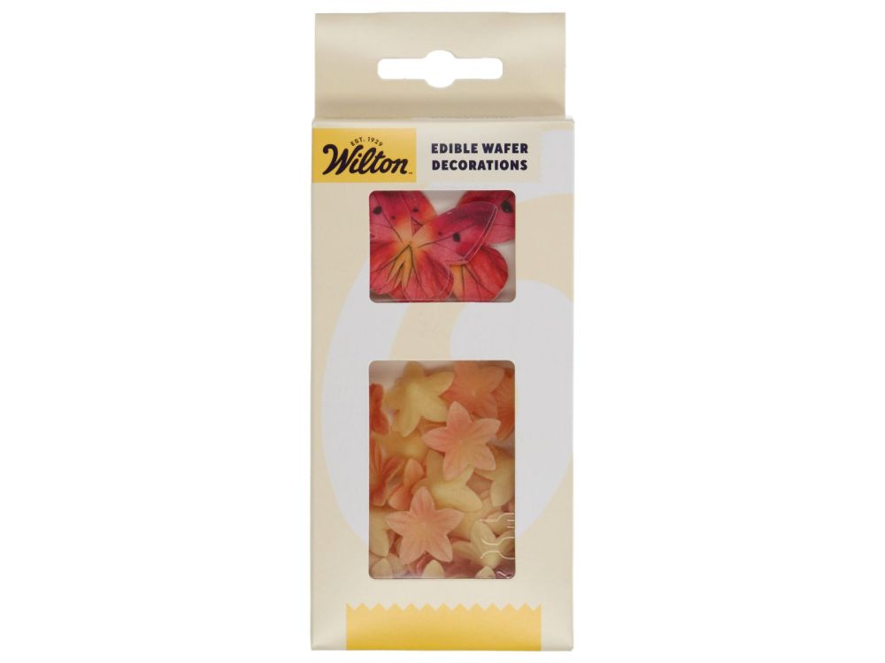 Set of wafer decorations Butterflies & Flowers - Wilton - Orange 30 pcs.