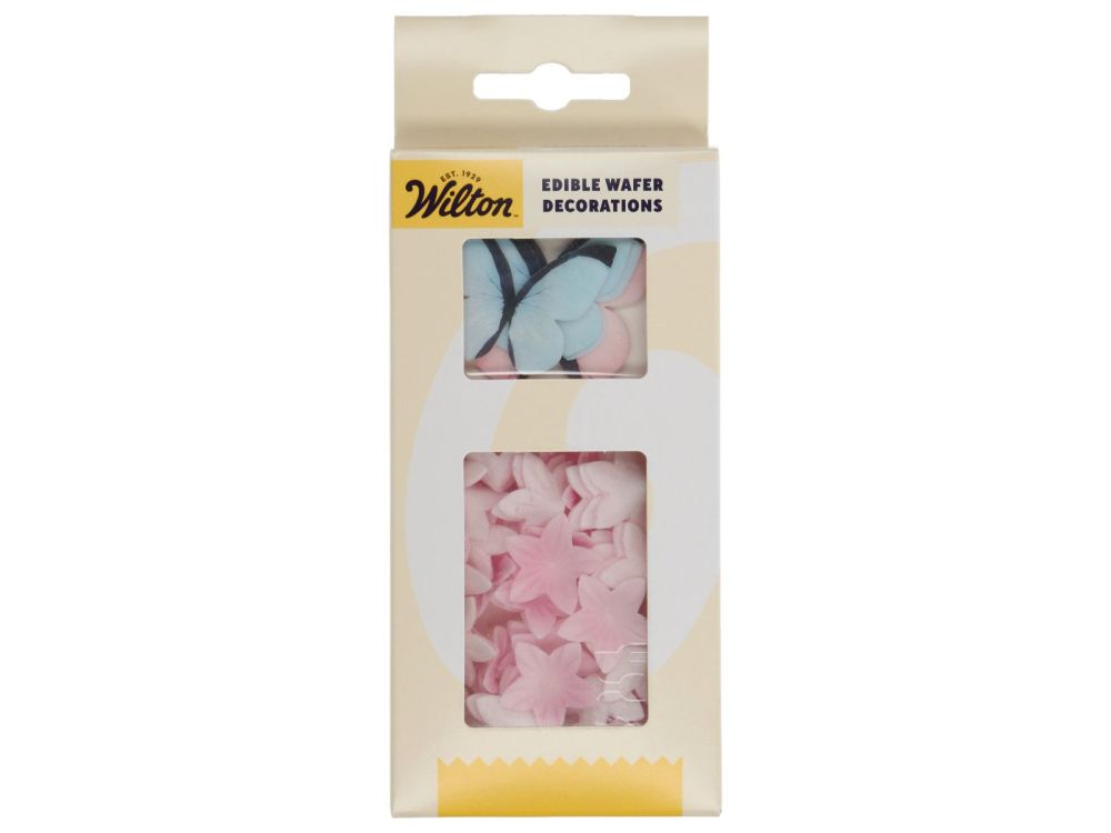 Dekoracje waflowe Butterflies & Flowers - Wilton - Pastel 30 szt.