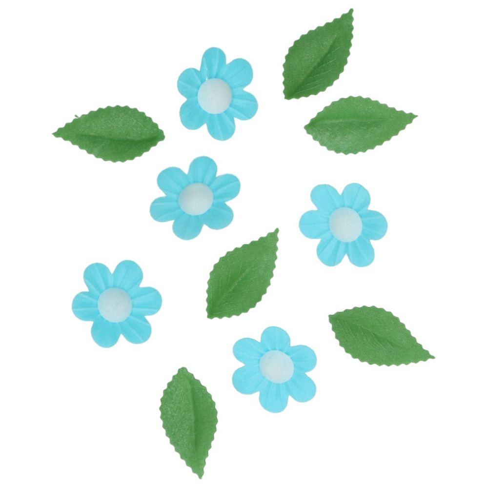 Dekoracje waflowe Flowers & Leaves - Wilton - Blue 11 szt.