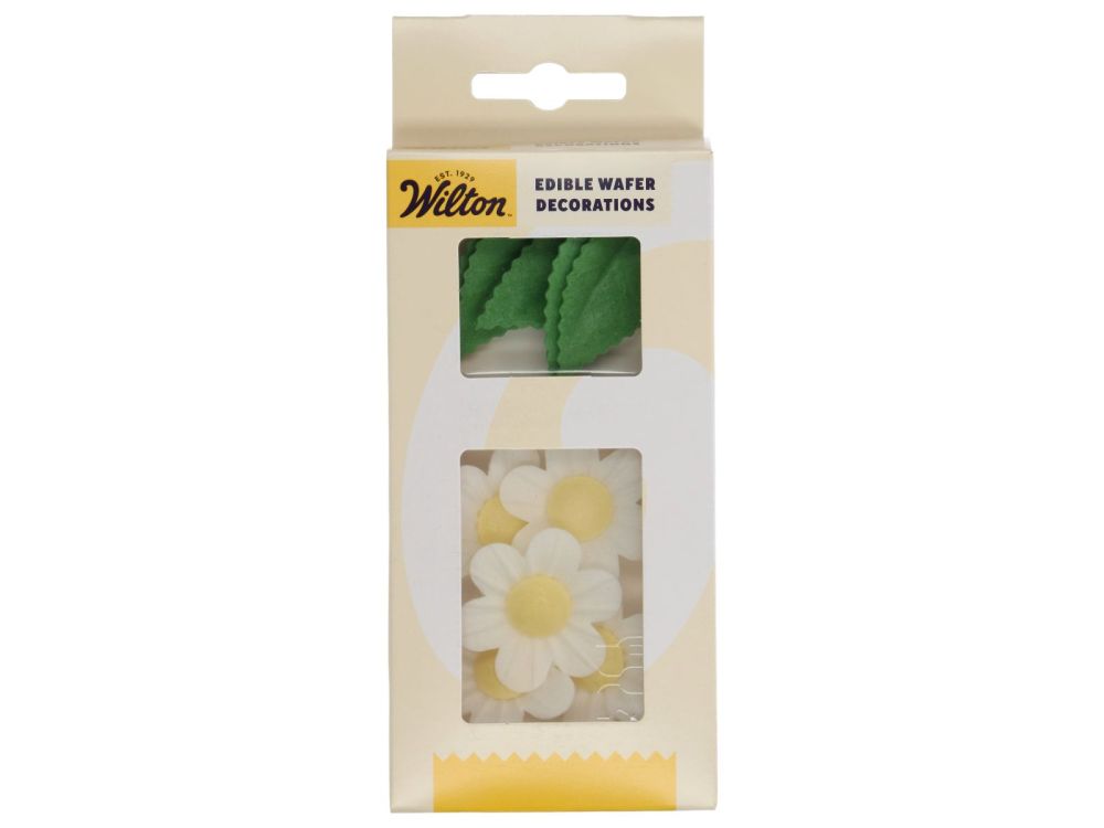 Set of wafer decorations Flowers & Leaves - Wilton - White 11 pcs.