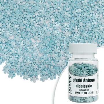 Posypka cukrowa Płatki Śniegu - perłowe niebieskie 9 mm 30 g