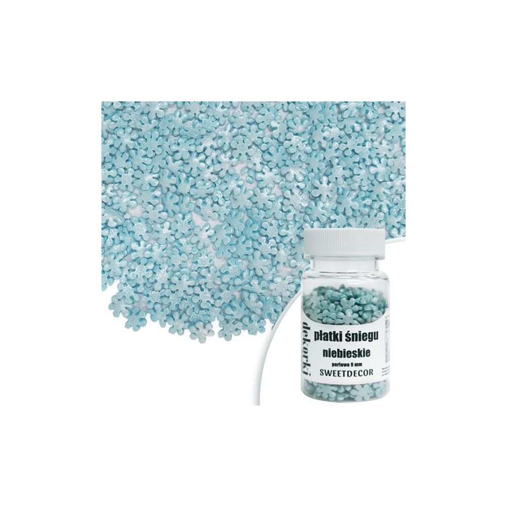 Christmas sugar sprinkles Snowflakes - pearl blue 9 mm 30 g