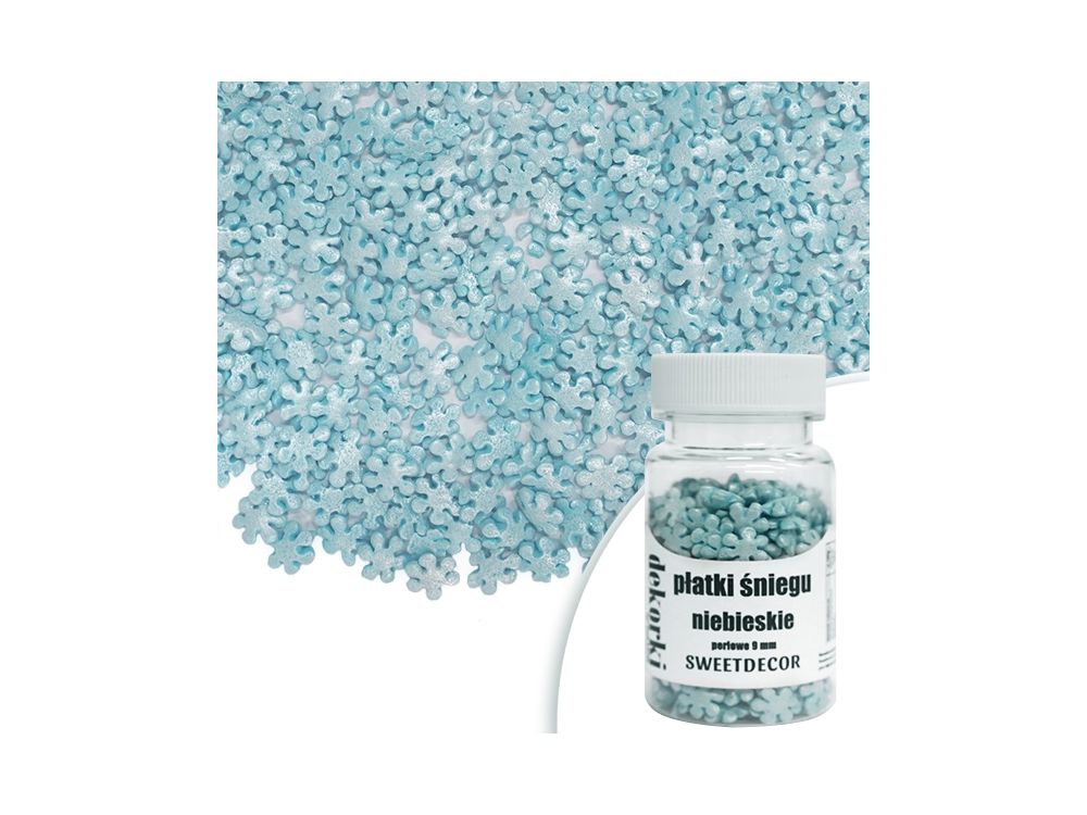 Christmas sugar sprinkles Snowflakes - pearl blue 9 mm 30 g