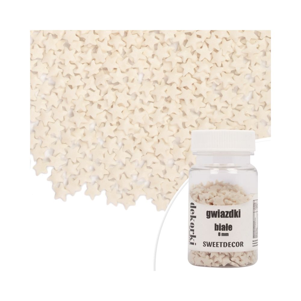 Christmas sugar sprinkles Stars - white 8 mm 30 g