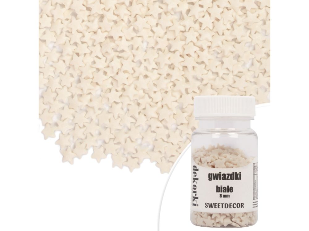 Posypka cukrowa Gwiazdki - białe 8 mm 30 g