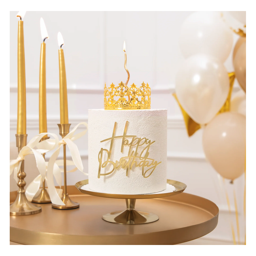 Crown cake topper - gold 10 cm