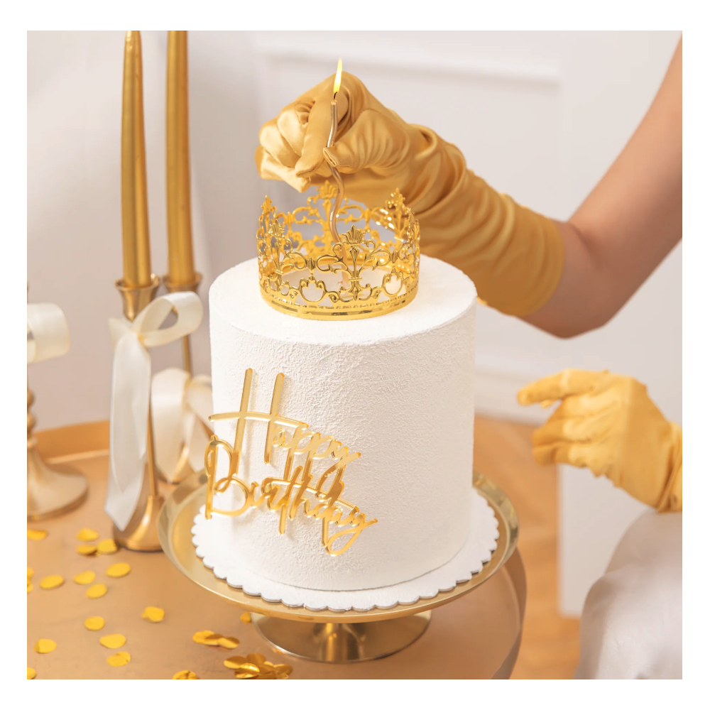 Crown cake topper - gold 10 cm