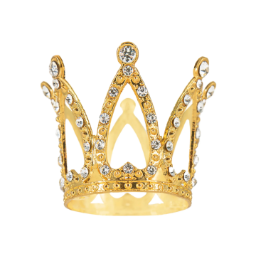 Dekoracja na tort Korona z kryształkami - złota 3 cm