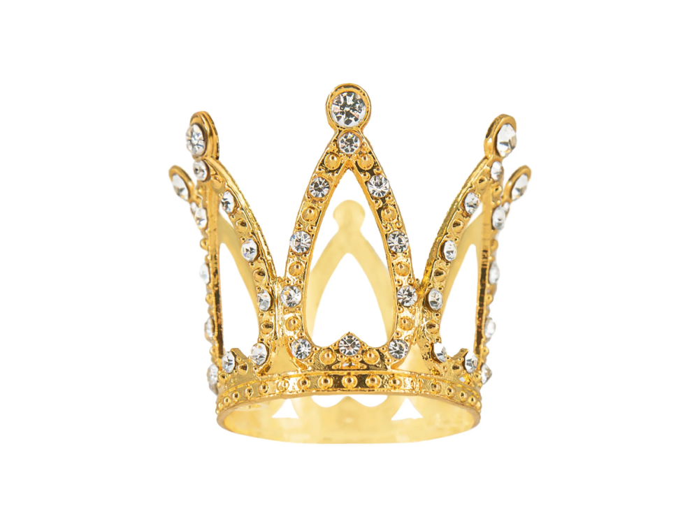 Crown with gemstones cake topper - gold 3 cm