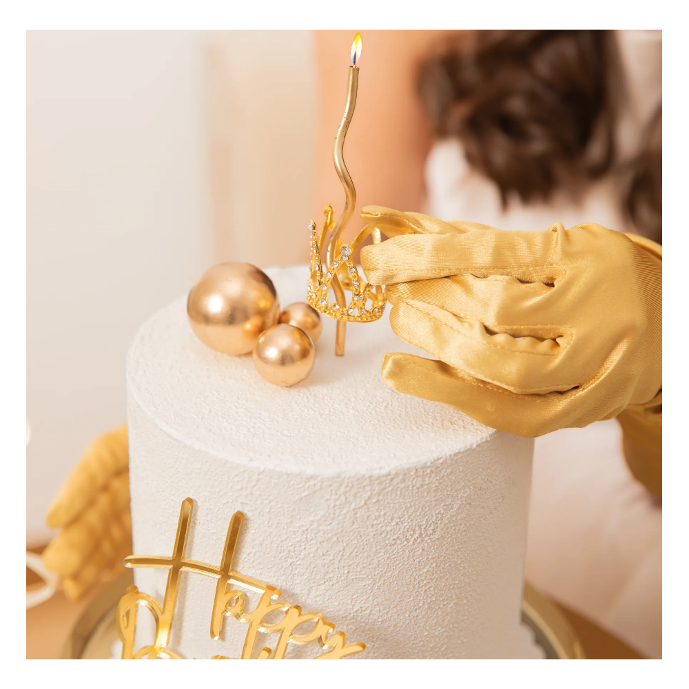 Crown with gemstones cake topper - gold 3 cm
