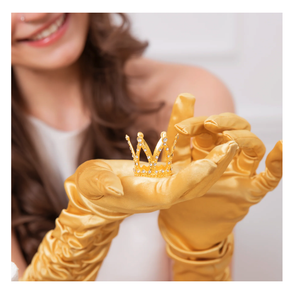 Crown with gemstones cake topper - gold 3 cm