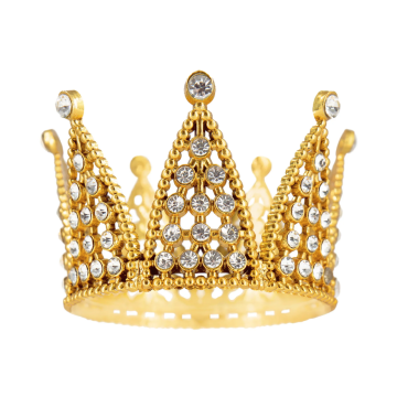 Crown with gemstones cake topper - gold 7 cm