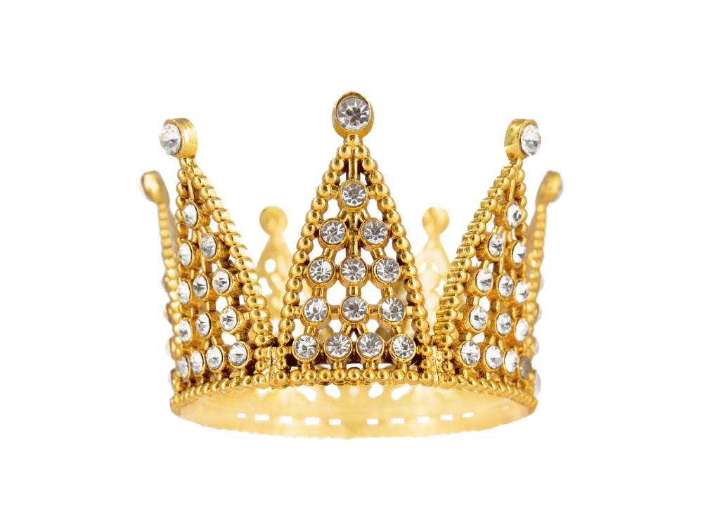 Dekoracja na tort Korona z kryształkami - złota 7 cm