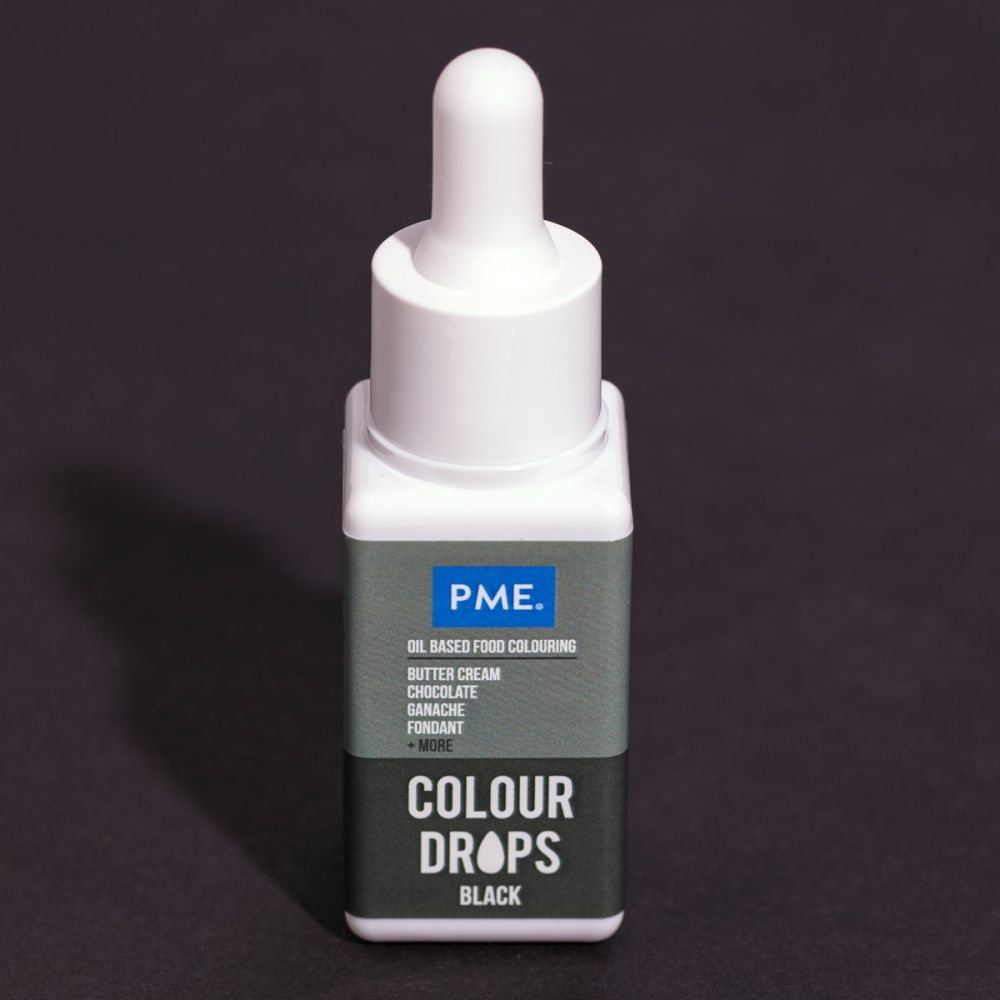 Oil Based Food Colour Colour Drops - PME - Black 20 ml