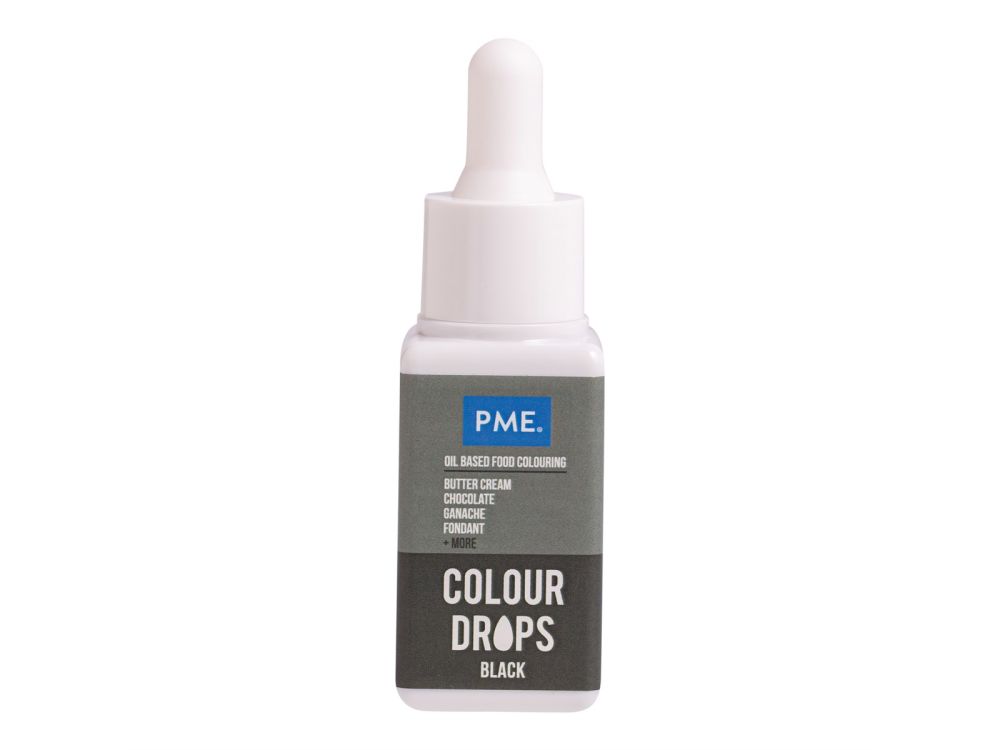 Oil Based Food Colour Colour Drops - PME - Black 20 ml