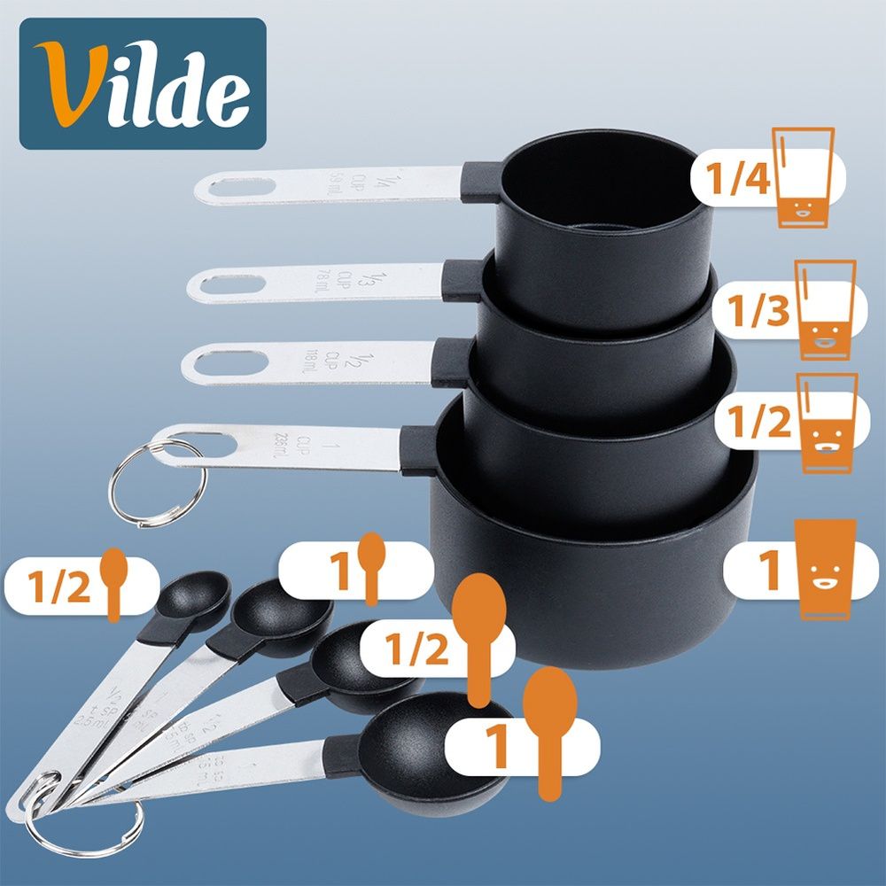 Set of measuring cups - Vilde - black 8 pcs.