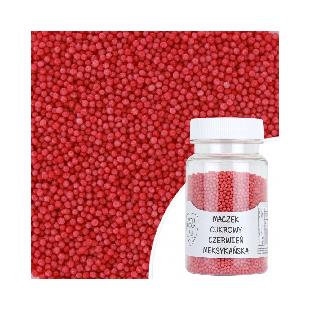 Sugar pearls sprinkles topping - red, 75 g