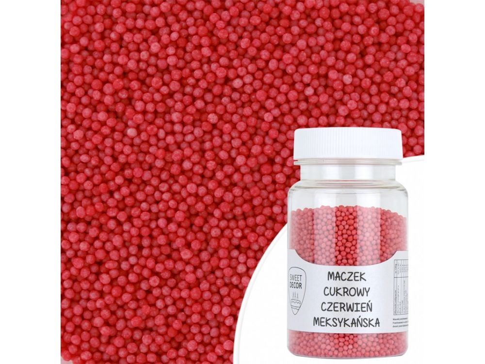 Sugar pearls sprinkles topping - red, 75 g