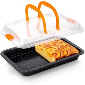 Rectangular granite baking pan with lid - Vilde - 36 x 23 x 4,5 cm